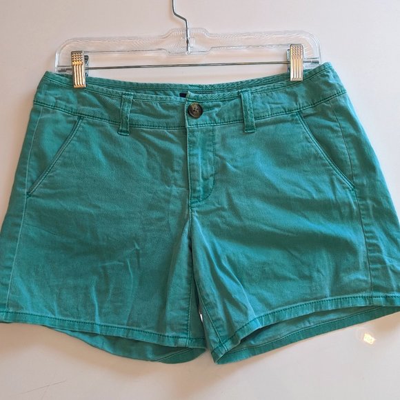 American Eagle Low Rise Midi Chino Shorts in Blue Green Turquoise Teal - Picture 1 of 7